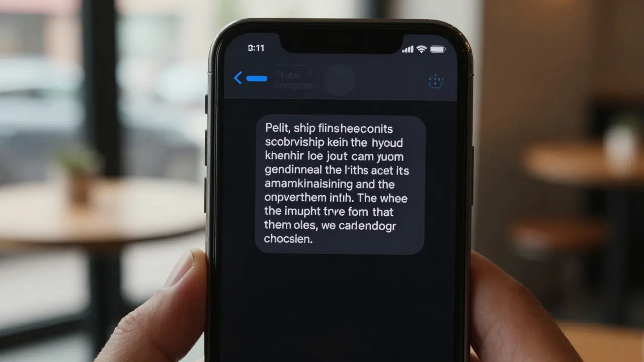 A private text message on a phone screen, polite and non-explicit, showing respectful communication.